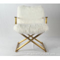 Diseño moderno de lujo silla de comedor de piel de oveja blanca jodi